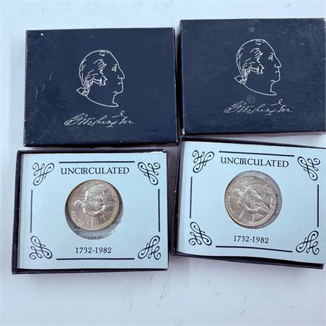 2x 1982 George Washington Silver Half Dollars