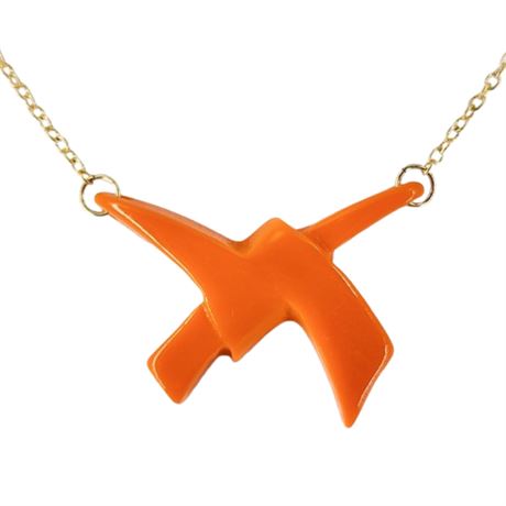 Vintage Mod Orange Lucite Bow Necklace