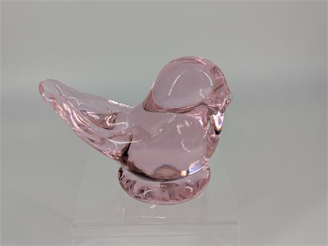 Handmade Signed Bird of Happiness Terra Studios Blown Glass Pink