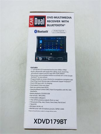 Dual 7” Touchscreen Car Stereo XDVD179BT