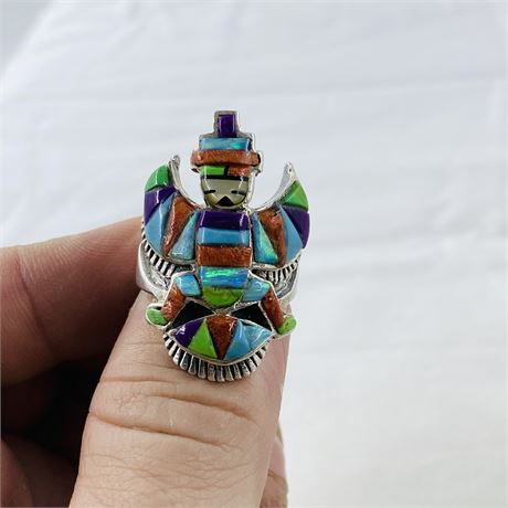 Incredible 11.4g Zuni Kachina Sterling Ring Size 9