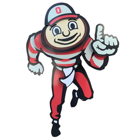 Large 44” x 30” Ohio State College Football Brutus Mascot 3 D Sports Wall Sign