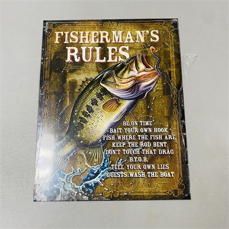 12.5x16” Fisherman’s Rules Metal Sign