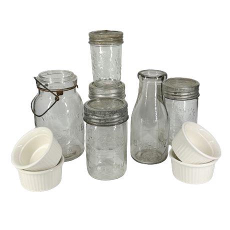 Glass Jars Bottle & Ramekins