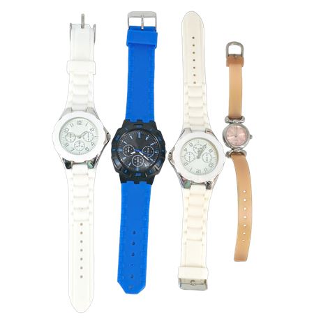 Sport & Fashion Quartz Wristwatch Lot — Silicone & Bangle Styles (4 Pieces)