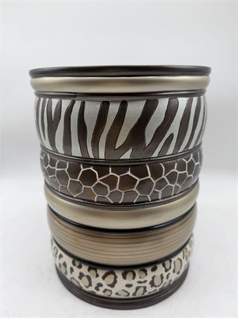 Bath Safari Stripes Waste Basket Hand Painted Resin