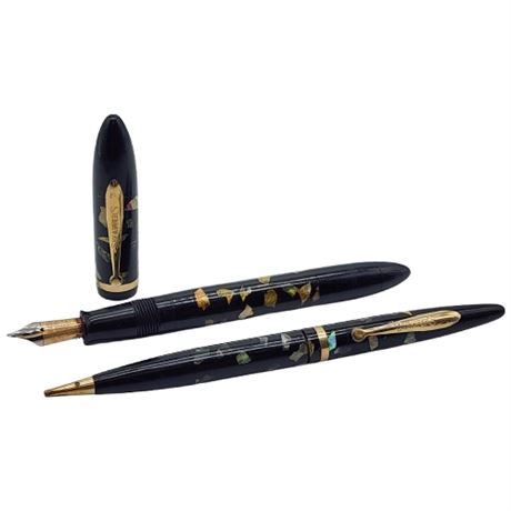 Vintage SHEAFFER Balance Full Size Ebonized Pearl Fountain Pen & Pencil Set