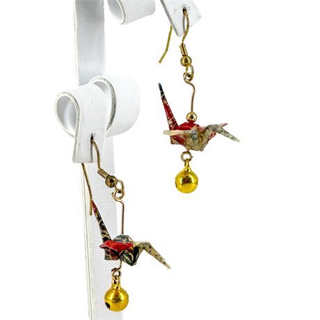 Handmade Japanese Origami Crane Earrings by Atelier Kanawa