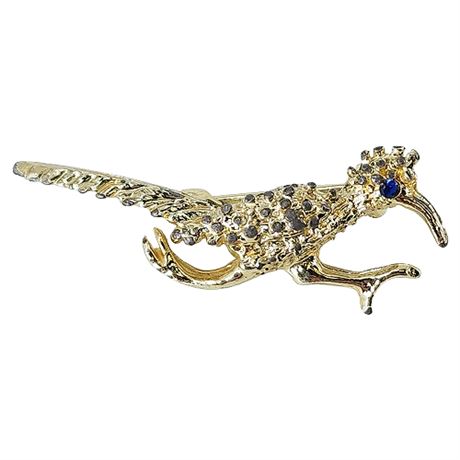 Vintage Roadrunner Brooch w/ Rhinestone Eye