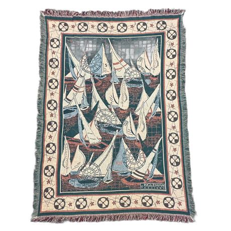 Vintage Ingleman Designs Nautical Theme Throw/ Blanket