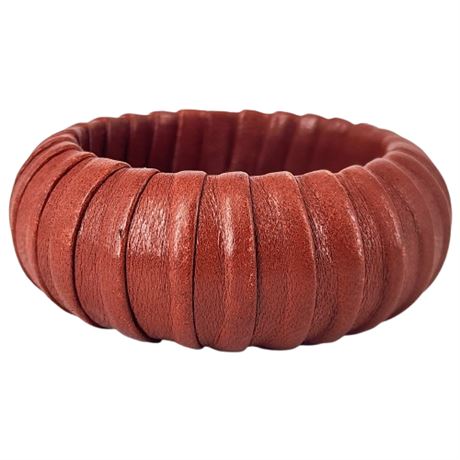 Vintage Leather Wrapped Bangle Bracelet