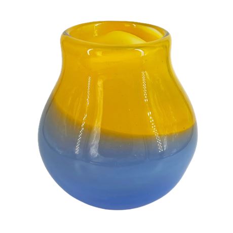 Vintage Art Glass Wide Mouth Vase
