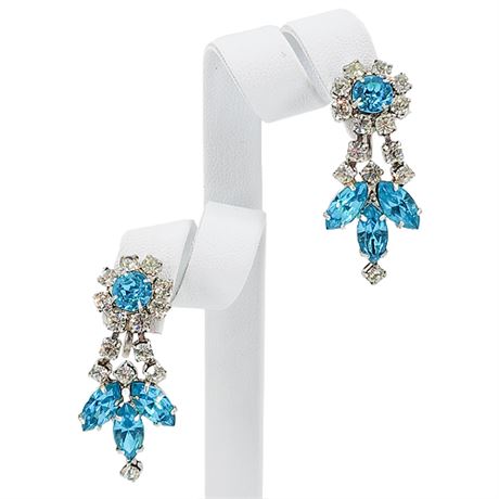 Vtg WIESNER Prong Set Rhinestone Drop Screwback Earrings