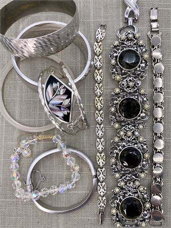 9 pc Lot of Vintage Bangle & Cuff Bracelets