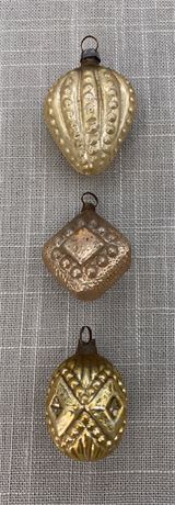 3 Petite Antique Mercury Glass Feather Tree Ornaments