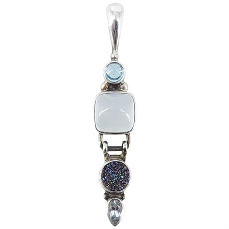 Signed SAJEN Sterling Silver Multi-Stone Pendant
