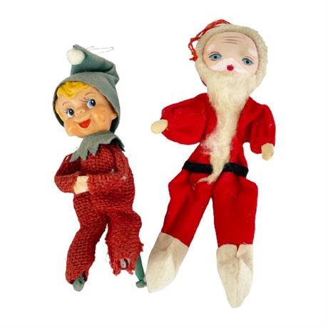 Pair of Vintage Japan Christmas Figural Ornaments