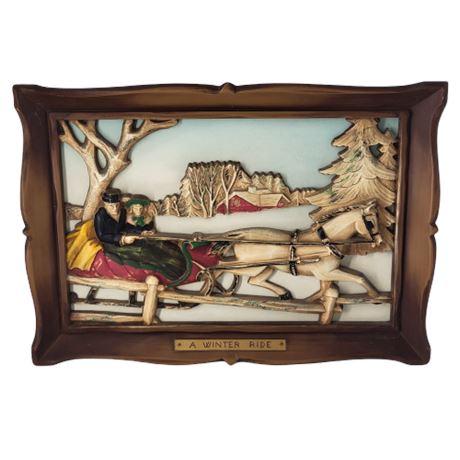 Vintage Syroco, A Winter Ride 3D Wall Hanging