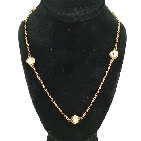 Gold-Tone Necklace with Wire Wrapped Faux Pearls