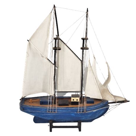 Hand Painted Blue Model Ship