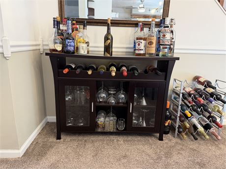 Liquor Cabinet w/Walnut Finish
