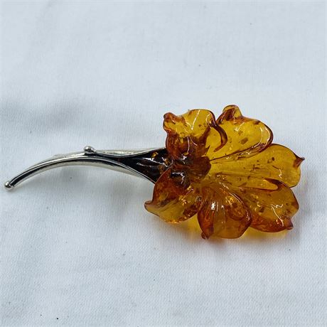 Awesome 10.5g Baltic Amber + Sterling Brooch