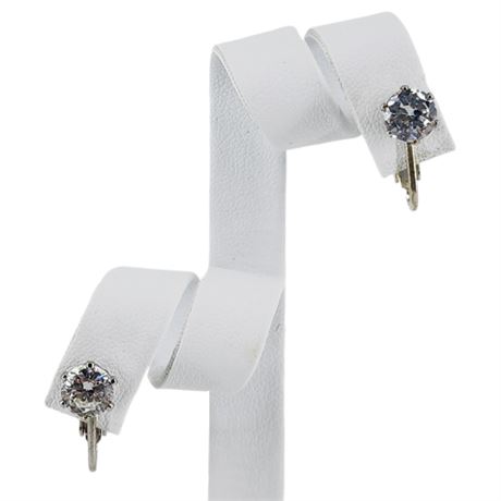 Vintage Sterling Silver CZ Clip Earrings