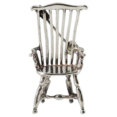 Vintage Signed Sterling Silver Windsor Chair Brooch