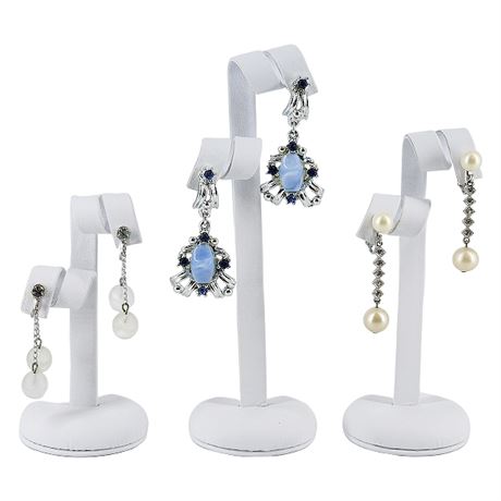 Three Pairs Vintage Dangle Clip/Screwback Earrings