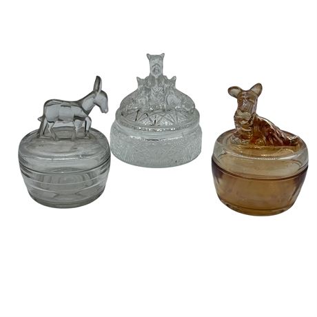 Three (3) Figural Covered Animal Dishes