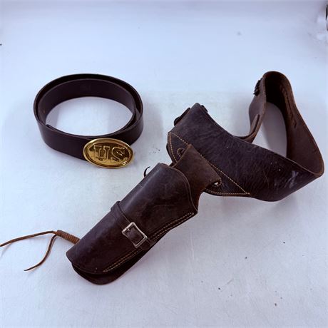 Leather Holster + Military Belt