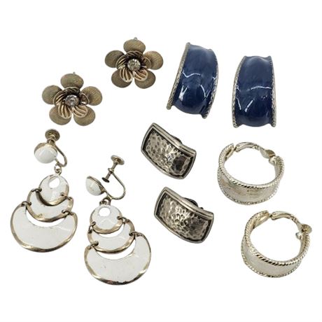 Five Pairs Vtg Clip & Screwback Earrings