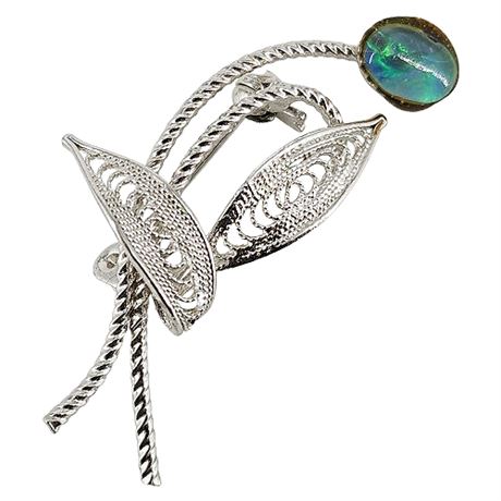 Vintage Ammolite Filigree Brooch