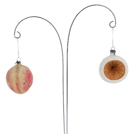 Vintage Mica Glitter Indent & Peach Ornaments