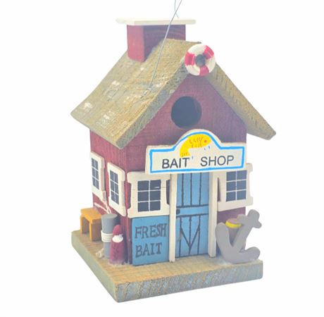 6" Wood Birdhouse "Bait Shop"