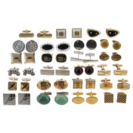 Large Lot Vintage Cufflink Pairs