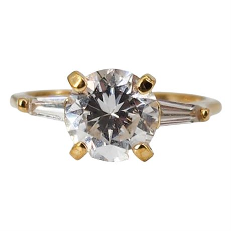 Vintage 14KT HGE 2 Carat Equivalent CZ Ring, Sz 7.5