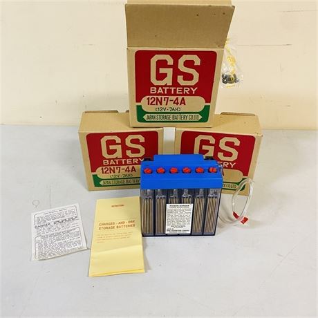 3 NOS Motorcycle Batteries 12N7-4A
