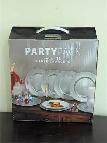 New Partypack Set 12 Silver Charger Plates
