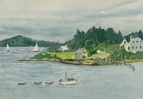 Cushing Maine Nautical Artist Signed Framed Watercolor