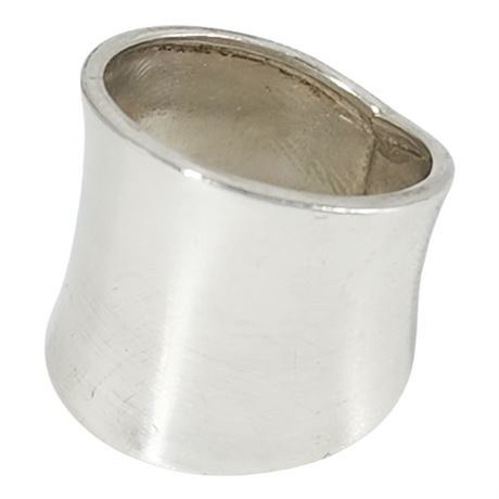 Modern Sterling Silver Wide Minimalist Ring, Sz 8