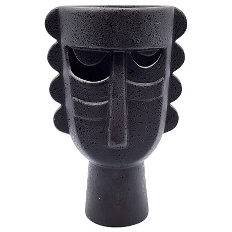 Abstract Tiki Style Head Ceramic Vase