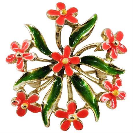 Vintage Enamel Flower Burst Brooch