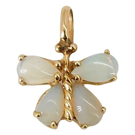 Vtg 14K Gold & Opalite Butterfly Pendant
