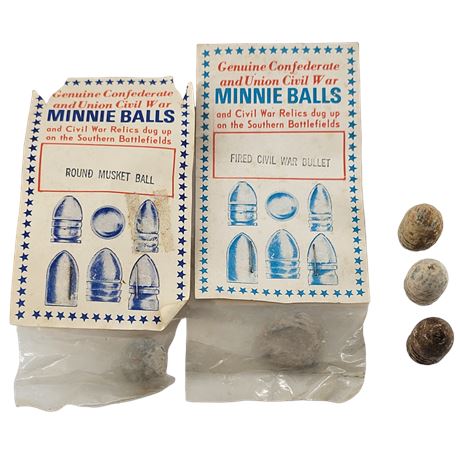 Genuine Confederate and Union Civil War "Minnie Balls" Bullets