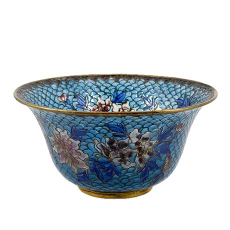 Vintage Chinese Plique-A-Jour Enamel Bowl
