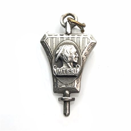 Rare Vintage Sterling UTES Pendant w/ Cheif Ute Native American Emblem