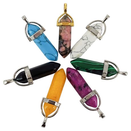 Lot of 7 Genuine & Faux Crystal Point Pendants