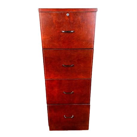 Contemporary Cherry 4 Drawer File Cabinet
