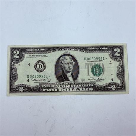 UNC 1976 $2 Star Note